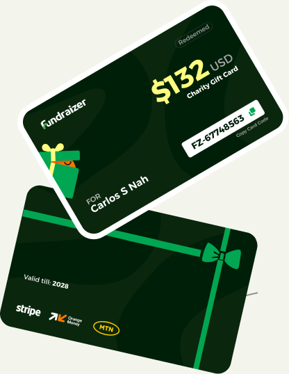 Front and back of a Fundraizer gift card