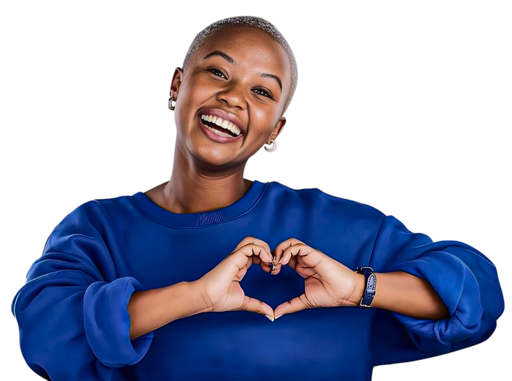 A woman forming a heart with her hands
